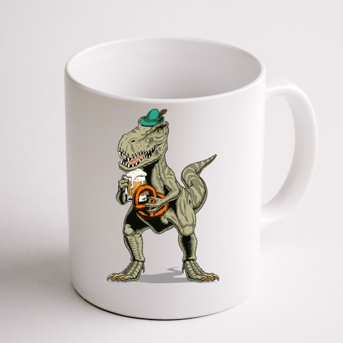 Funny Oktoberfest Tyrannosaurus Rex T Rex Dinosaur Front & Back Coffee Mug