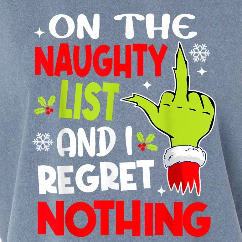 Funny On The List Of Naughty And I Regret Nothing Christmas Garment-Dyed Women's Muscle Tee