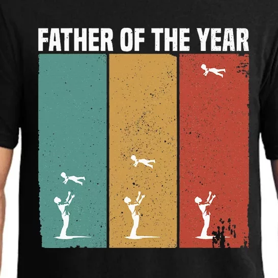 Father Of The Year Funny Dad Throwing Child In Sky Pajama Set