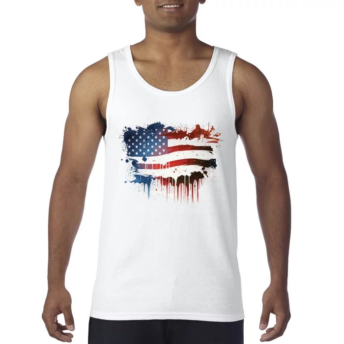 Flag Of The United States Of America Watercolor Tank Top