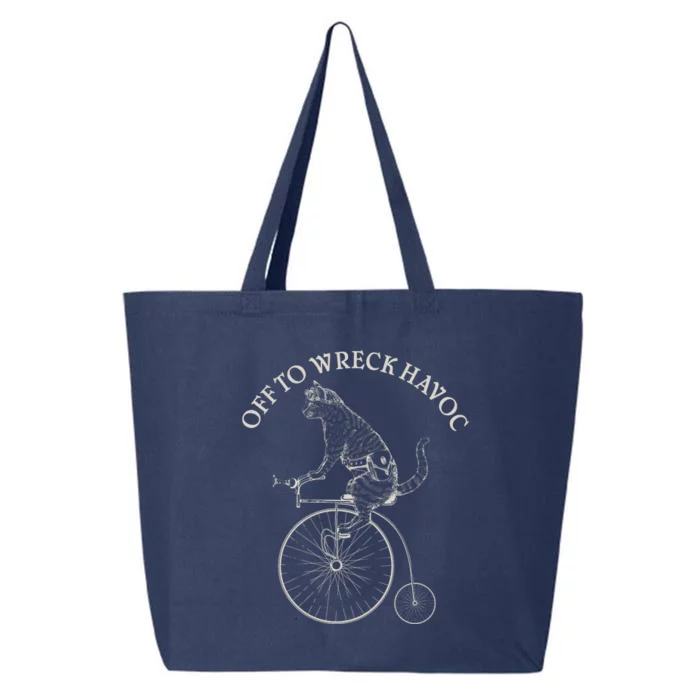 Funny Old Timey Vintage Cat Off To Wreck Havoc 25L Jumbo Tote