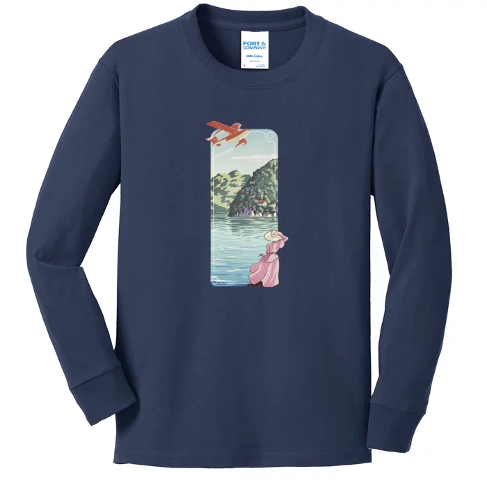 Flying Over The Sea Kids Long Sleeve Shirt