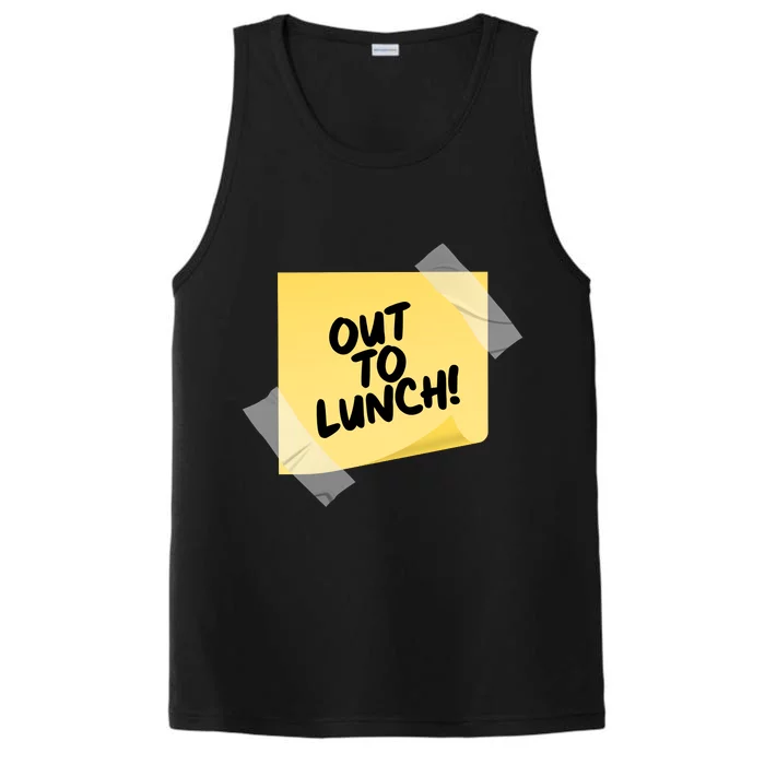 Funny Out To Lunch Taped Note Performance Tank