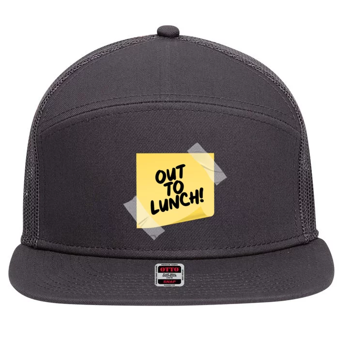 Funny Out To Lunch Taped Note 7 Panel Mesh Trucker Snapback Hat