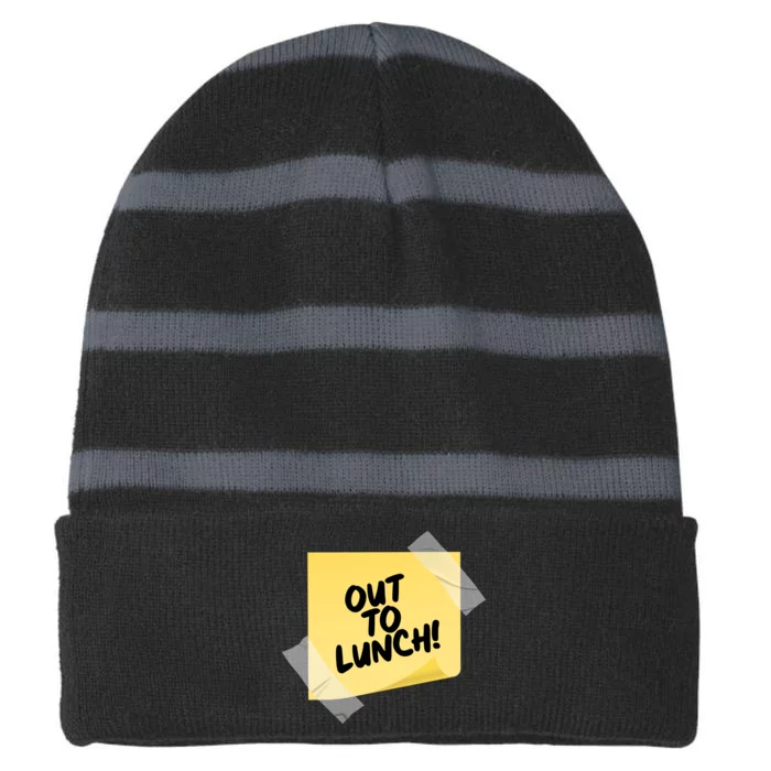 Funny Out To Lunch Taped Note Striped Beanie with Solid Band