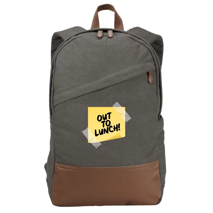 Funny Out To Lunch Taped Note Cotton Canvas Backpack