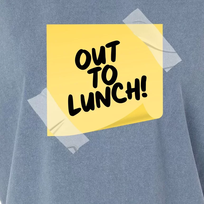 Funny Out To Lunch Taped Note Garment-Dyed Women's Muscle Tee