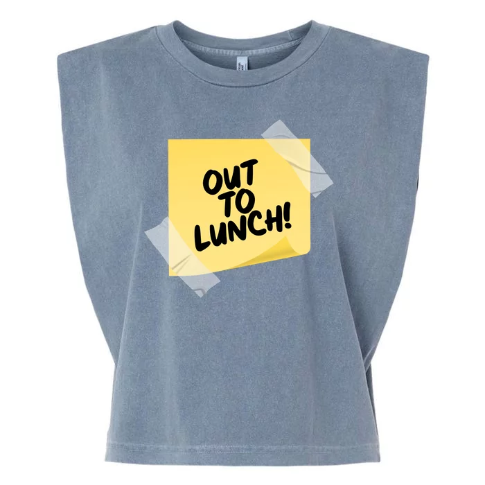 Funny Out To Lunch Taped Note Garment-Dyed Women's Muscle Tee