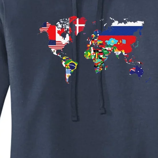 Flags Of The Countries Of The World Map International Women's Pullover Hoodie