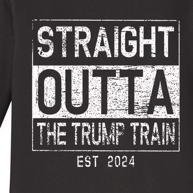 Funny Outta The Trump Train In 2024 Anti Trump Premium Baby Long Sleeve Bodysuit