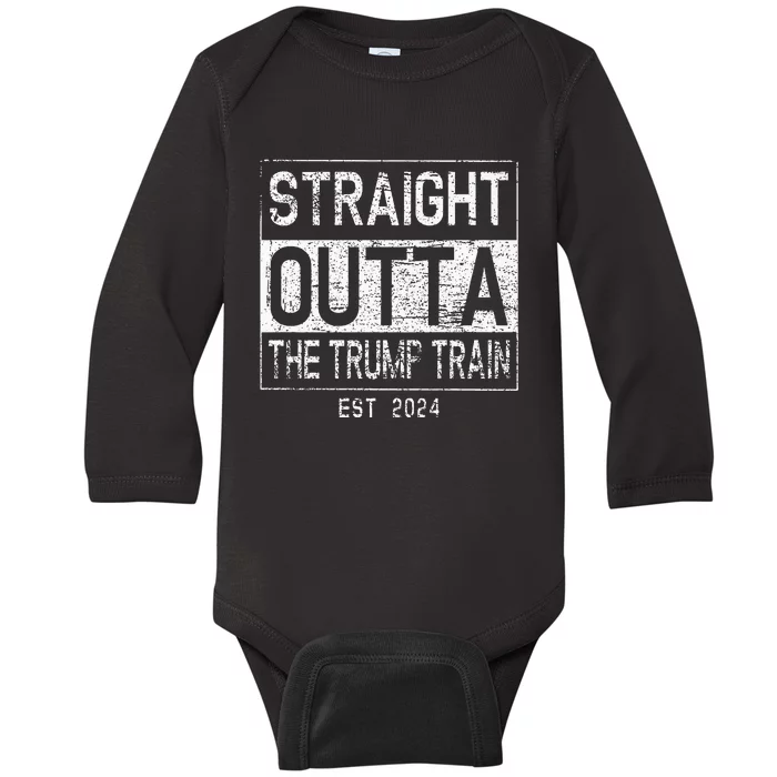 Funny Outta The Trump Train In 2024 Anti Trump Premium Baby Long Sleeve Bodysuit