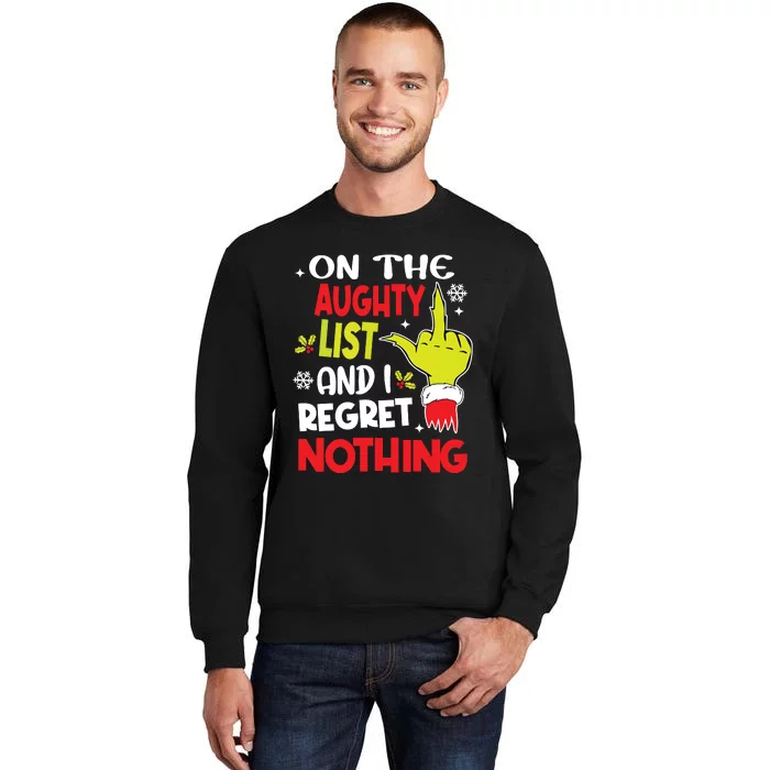 Funny On The List Of Naughty And I Regret Nothing Christmas Sweatshirt