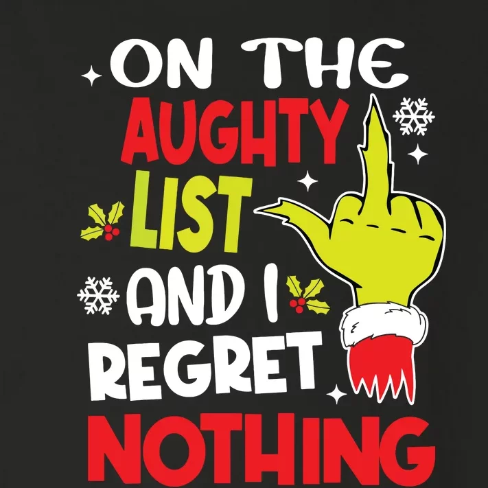 Funny On The List Of Naughty And I Regret Nothing Christmas Toddler Long Sleeve Shirt