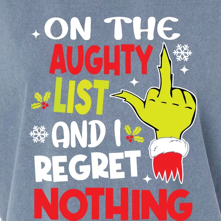 Funny On The List Of Naughty And I Regret Nothing Christmas Garment-Dyed Women's Muscle Tee