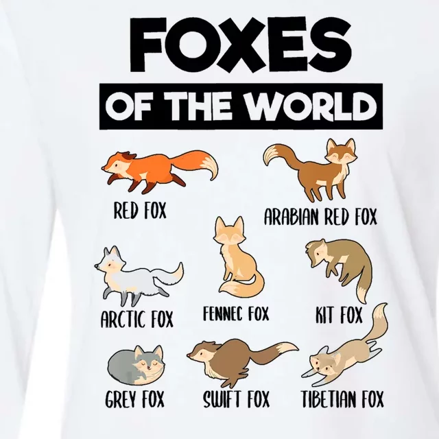 Foxes Of The World Funny Fox Animals Educational Fox Lover Womens Cotton Relaxed Long Sleeve T-Shirt