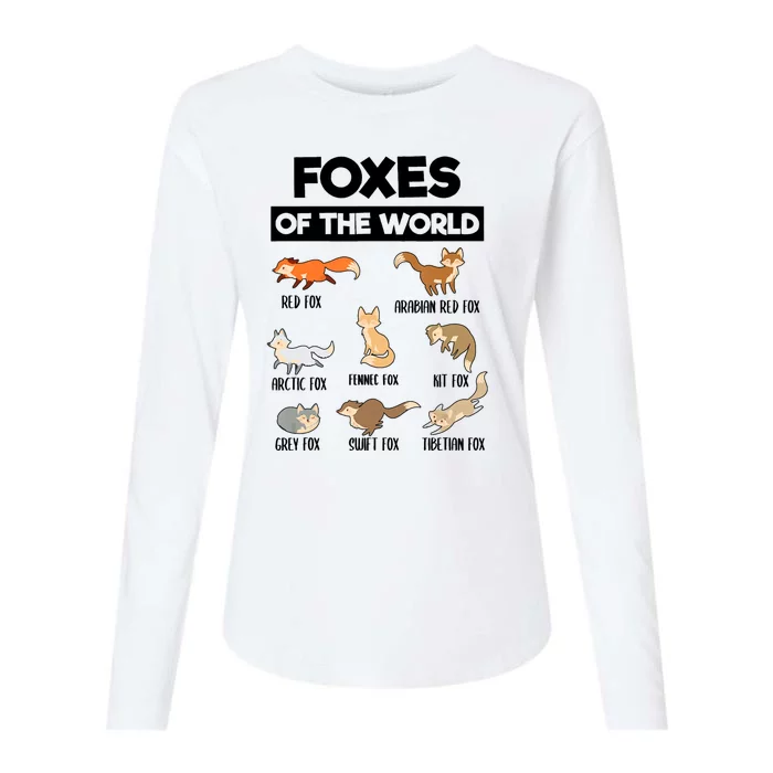 Foxes Of The World Funny Fox Animals Educational Fox Lover Womens Cotton Relaxed Long Sleeve T-Shirt