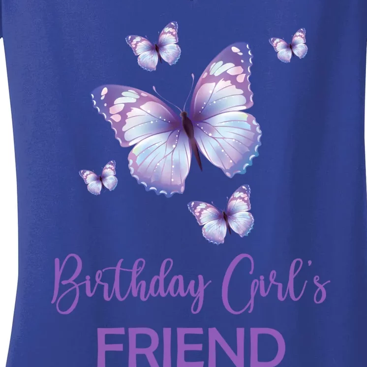 Friend Of The Birthday Butterfly Family 1st Birthday Meaningful Gift Women's V-Neck T-Shirt