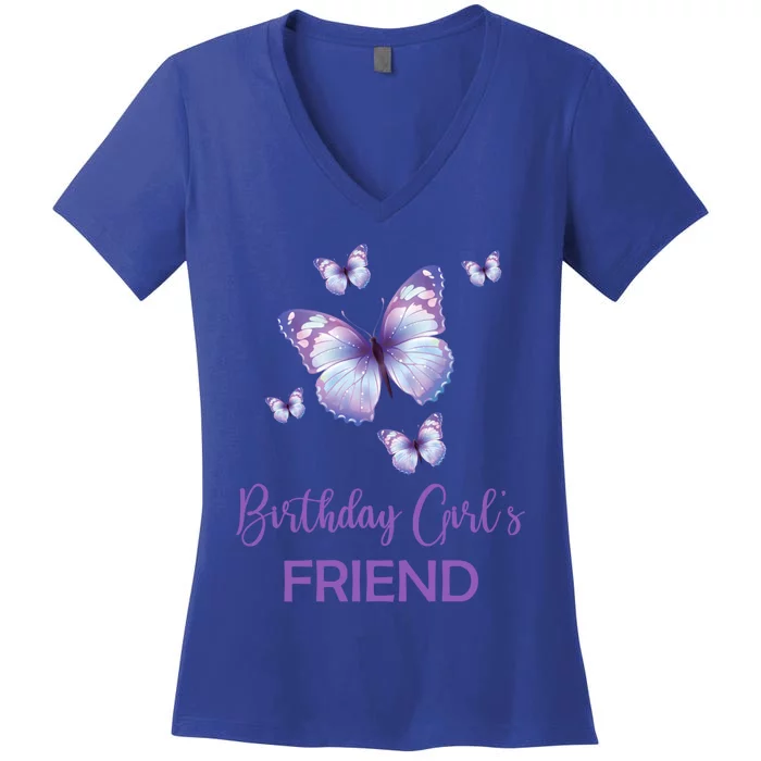 Friend Of The Birthday Butterfly Family 1st Birthday Meaningful Gift Women's V-Neck T-Shirt