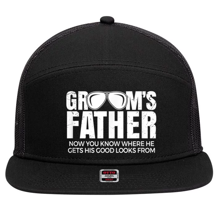 Father Of The Groom 7 Panel Mesh Trucker Snapback Hat