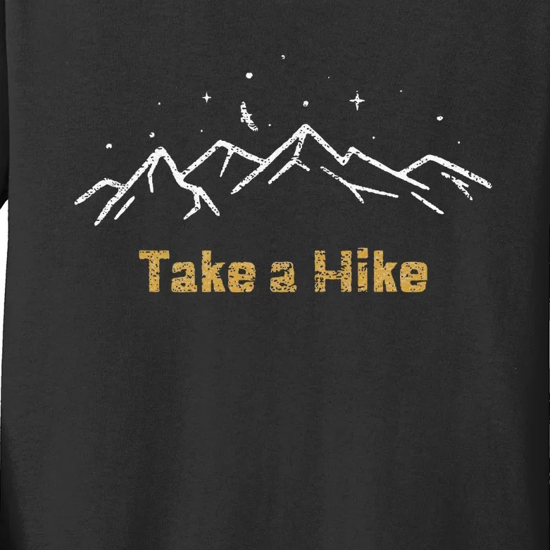 Funny Outdoors Take A Hike Mountain Range Kids Long Sleeve Shirt