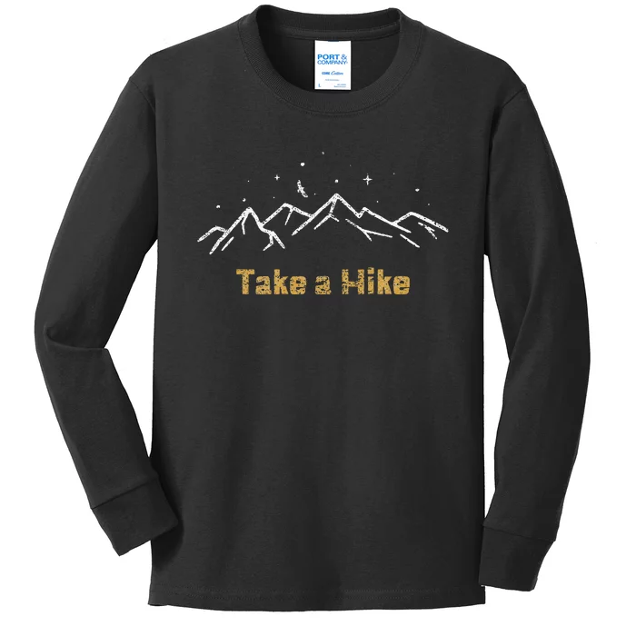 Funny Outdoors Take A Hike Mountain Range Kids Long Sleeve Shirt