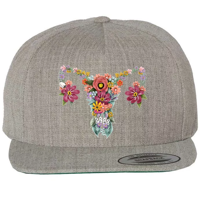 Floral Ovary Uterus Women's Rights Feminist Gift Wool Snapback Cap