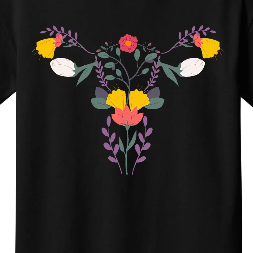 Floral Ovary Uterus Flower Vagina Rights Feminist Kids T-Shirt