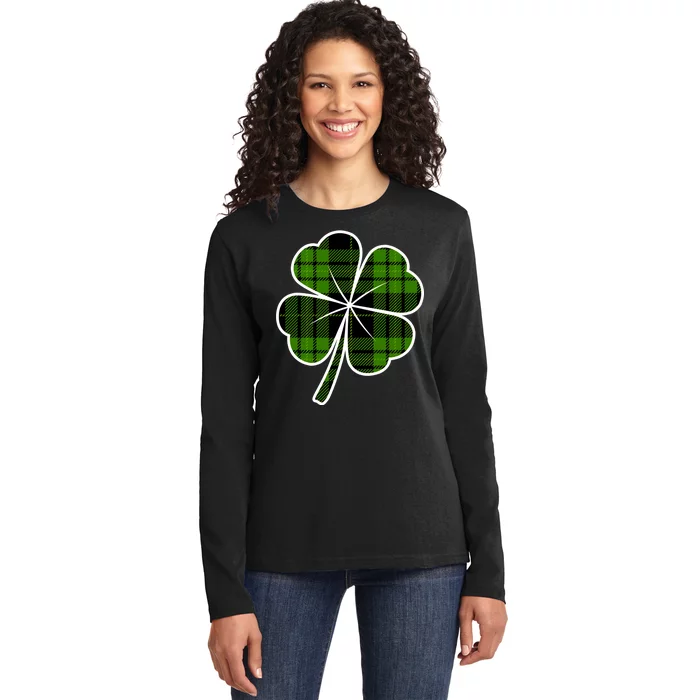 Four Leaf Clover Plaid Ladies Long Sleeve Shirt