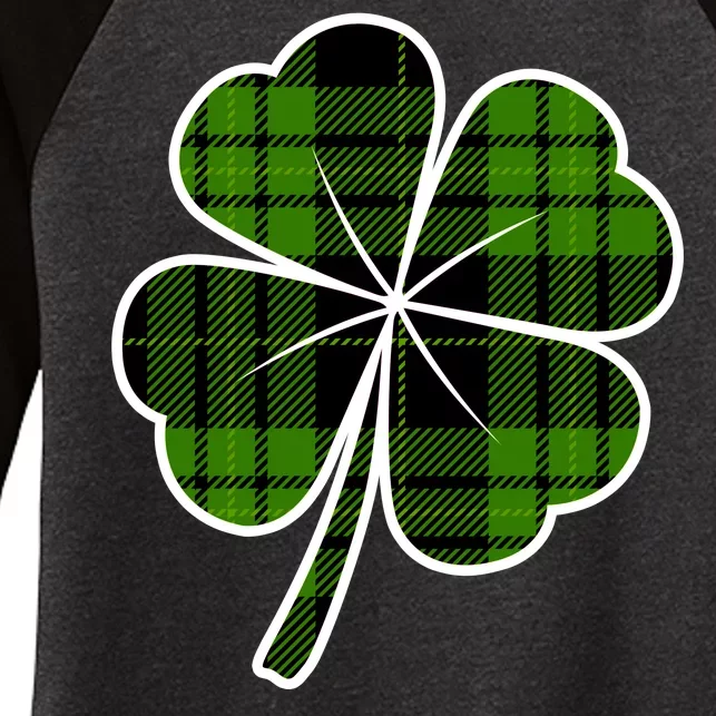 Four Leaf Clover Plaid Women's Tri-Blend 3/4-Sleeve Raglan Shirt