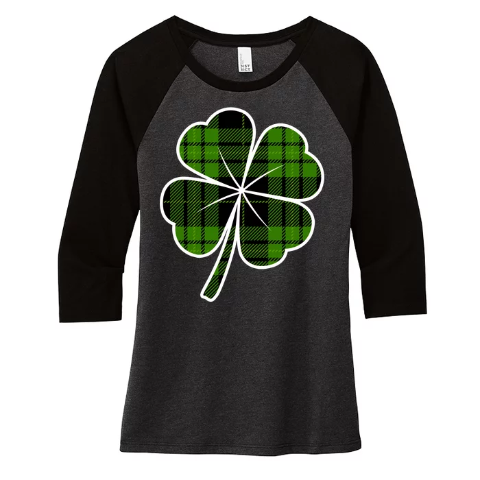 Four Leaf Clover Plaid Women's Tri-Blend 3/4-Sleeve Raglan Shirt