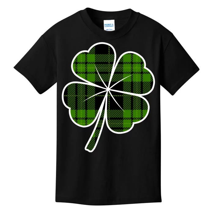 Four Leaf Clover Plaid Kids T-Shirt