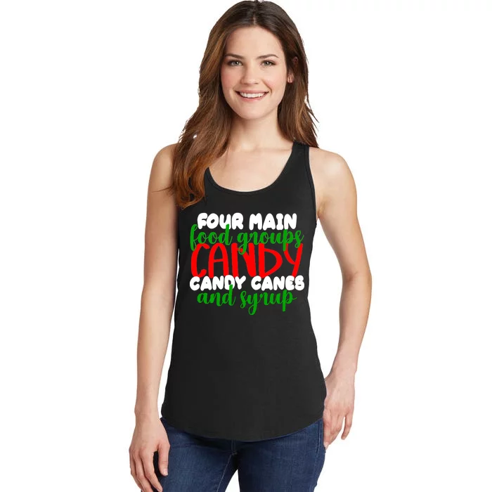 Four Main Food Groups Candy Canes & Syrup Ladies Essential Tank