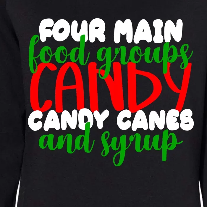 Four Main Food Groups Candy Canes & Syrup Womens California Wash Sweatshirt