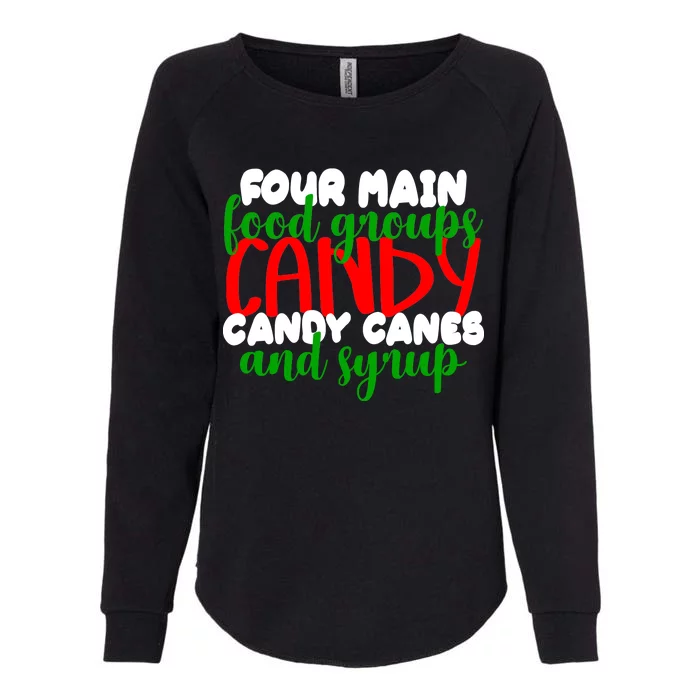 Four Main Food Groups Candy Canes & Syrup Womens California Wash Sweatshirt