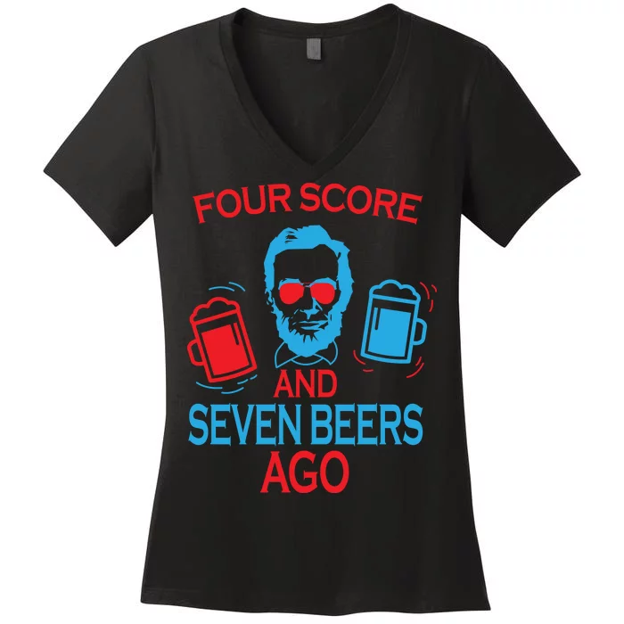 Four Score and Seven Beers Ago Women's V-Neck T-Shirt