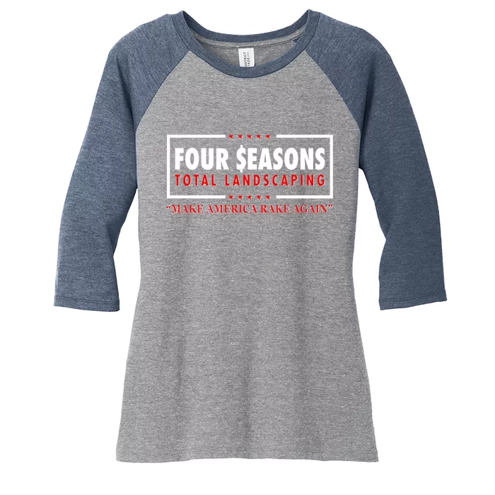 Four Seasons Total Landscaping Make America Rake Again Logo Women's Tri-Blend 3/4-Sleeve Raglan Shirt