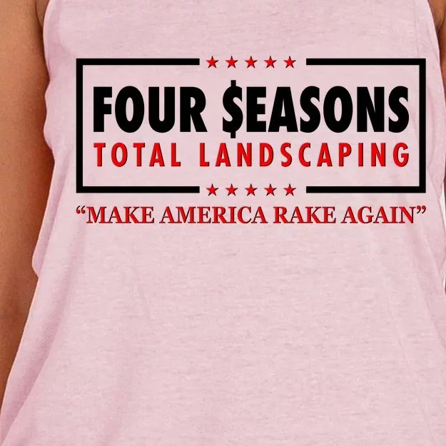 Four Seasons Total Landscaping Make America Rake Again Logo Women's Knotted Racerback Tank