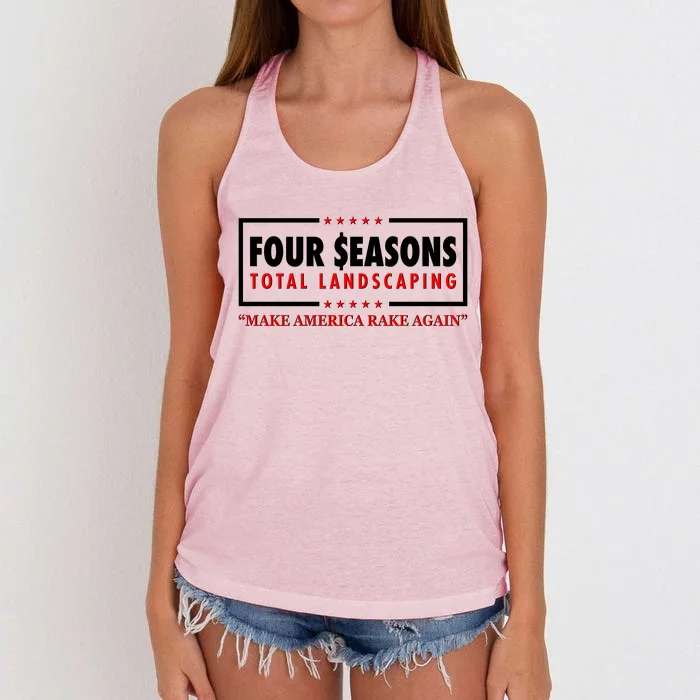 Four Seasons Total Landscaping Make America Rake Again Logo Women's Knotted Racerback Tank