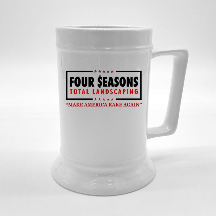 Four Seasons Total Landscaping Make America Rake Again Logo Front & Back Beer Stein