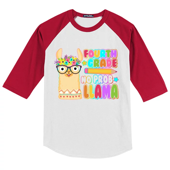 Fourth Grade No Prob Llama 4th Grade Students Teachers Kids Colorblock Raglan Jersey