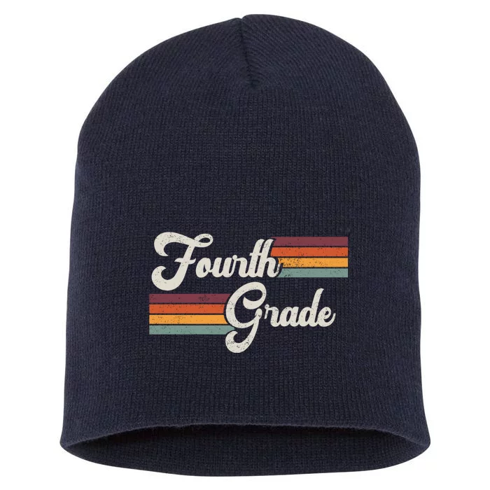 Fourth Grade Retro Vintage Short Acrylic Beanie