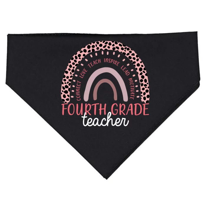 Fourth Grade Teacher Cute Inspiring Rainbow USA-Made Doggie Bandana