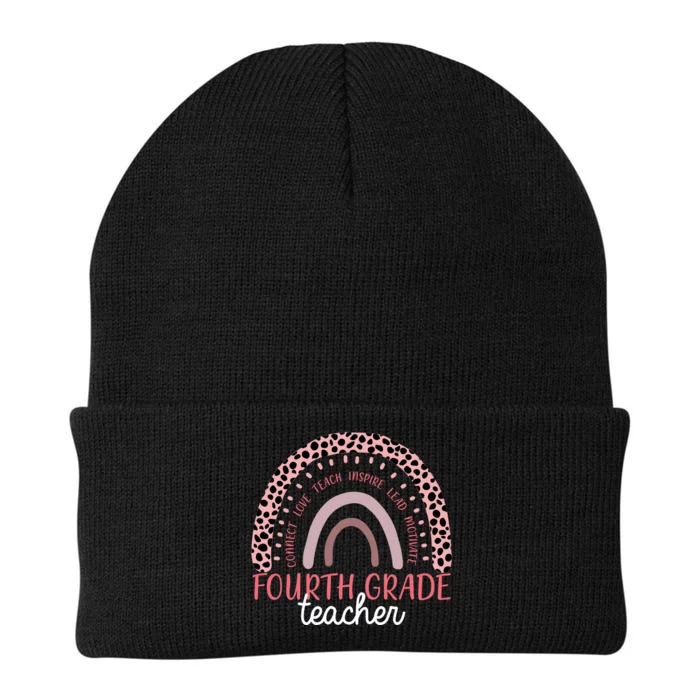 Fourth Grade Teacher Cute Inspiring Rainbow Knit Cap Winter Beanie