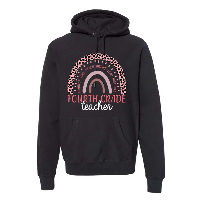 Fourth Grade Teacher Cute Inspiring Rainbow Premium Hoodie