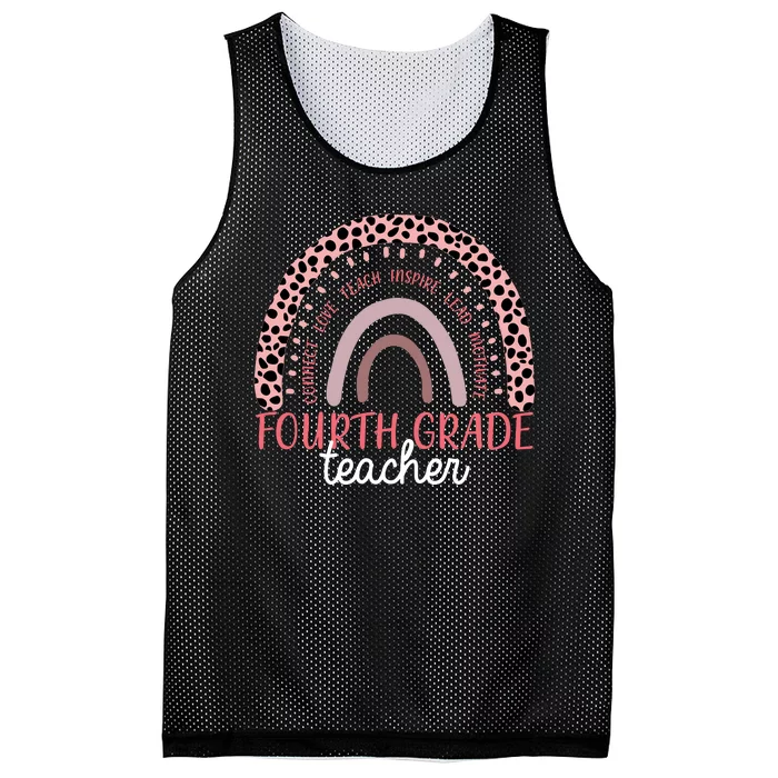 Fourth Grade Teacher Cute Inspiring Rainbow Mesh Reversible Basketball Jersey Tank