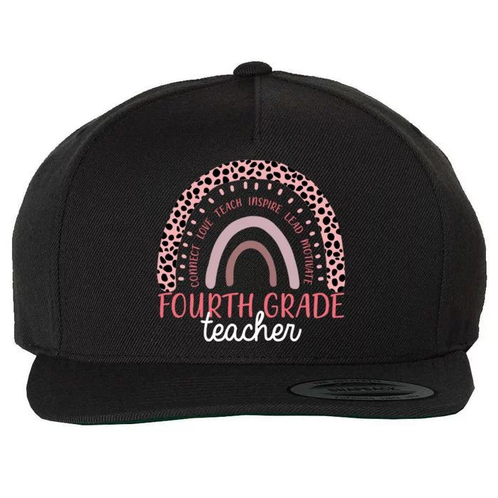 Fourth Grade Teacher Cute Inspiring Rainbow Wool Snapback Cap