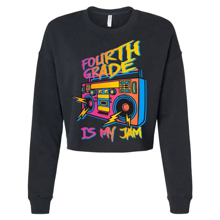 Fourth Grade Teacher Retro Cropped Pullover Crew