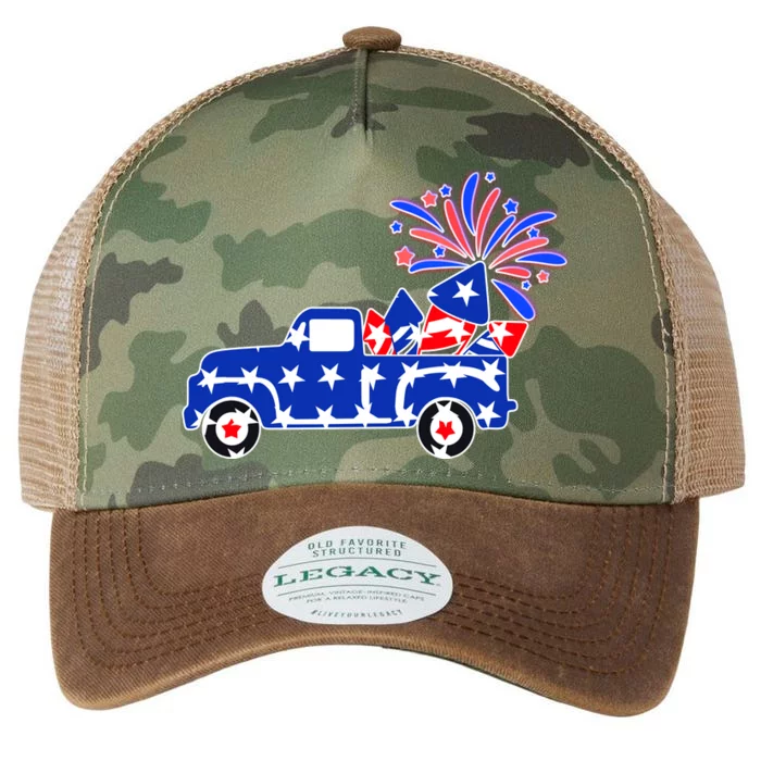 Fourth of July Fireworks Pickup Truck Legacy Tie Dye Trucker Hat