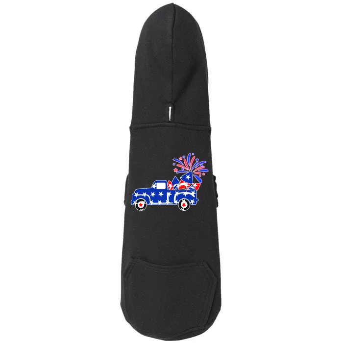 Fourth of July Fireworks Pickup Truck Doggie 3-End Fleece Hoodie