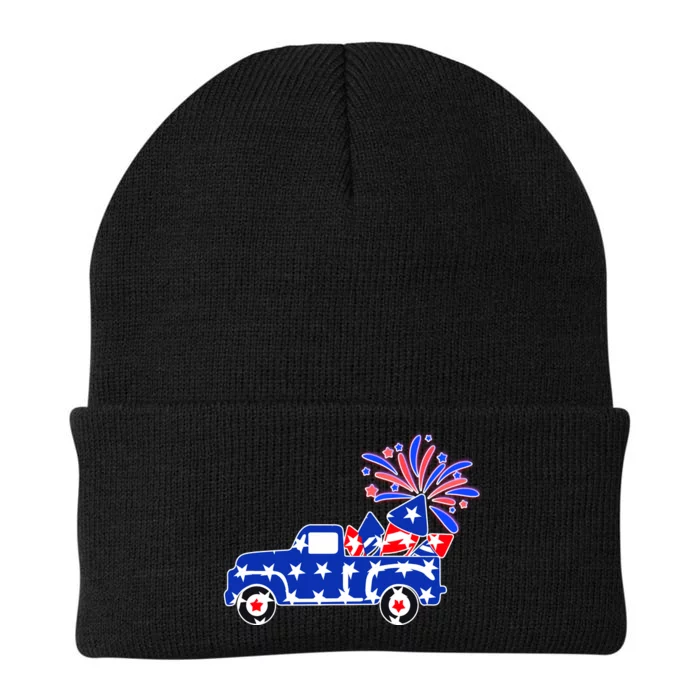 Fourth of July Fireworks Pickup Truck Knit Cap Winter Beanie